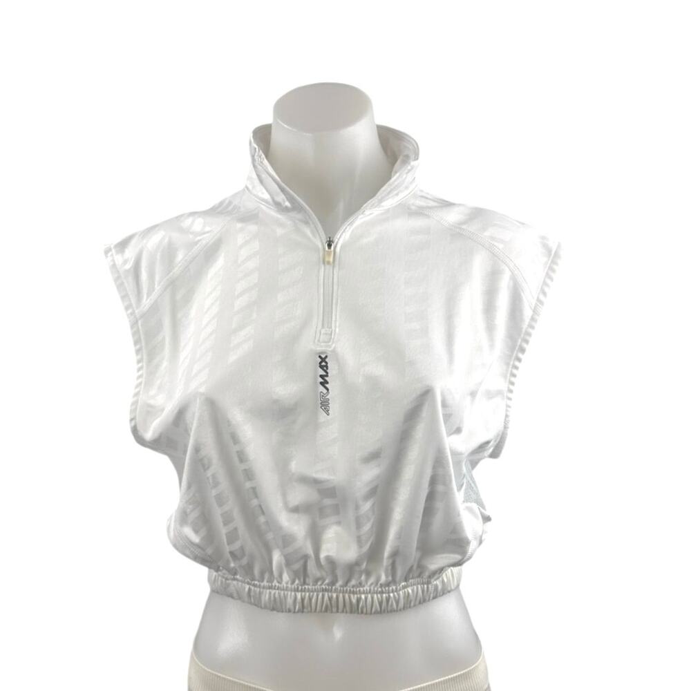 Nike Air Max Women's White Sleeveless Half Zip Boxing Athletic Crop Top Size S